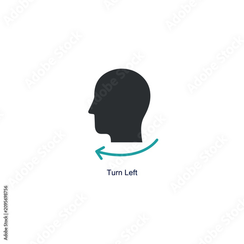 Left head turn vector icon illustration sign
