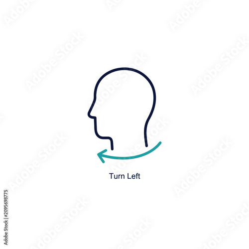 Left head turn vector icon illustration sign