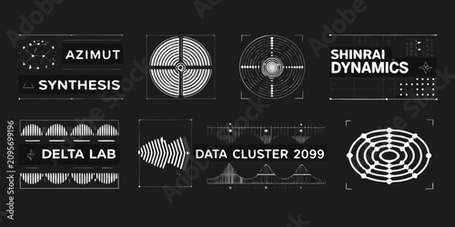Photos Geometric patterns and text on a black background vector illustration