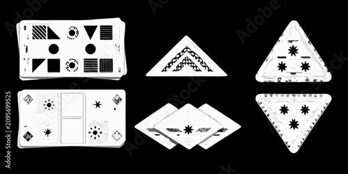 Geometric Cards With Shapes And Patterns Black And White