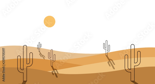 Bild auf Leinwand Desert landscape with cacti 1.