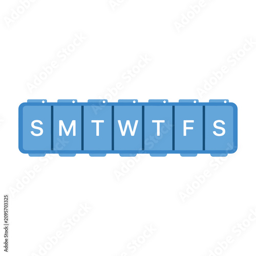 Pill organizer box with compartments for each day of the week, for medication management and health routine