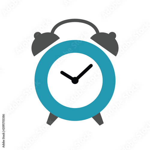 Fotografía Retro alarm clock icon with teal and black details, simple flat vector illustrat
