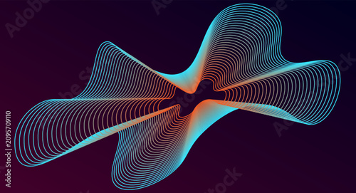 Photos Modern abstract gradient line flow with smooth geometric curves, dynamic motion and futuristic design