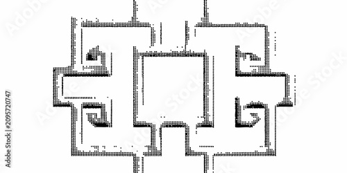 Vászonkép Halftone dot pattern showing a horizontal elongation black and white