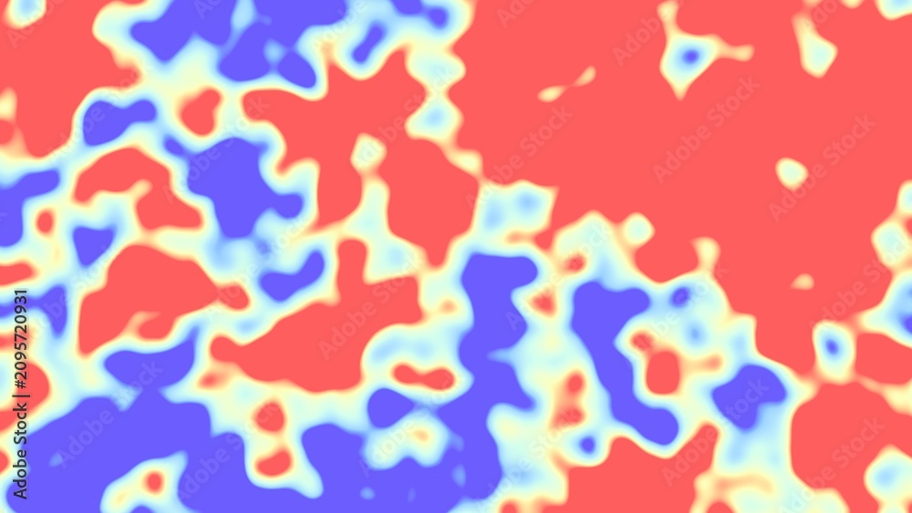 Fototapeta premium Vibrant red and blue abstract fluid background with yellow glowing edges. Ideal for bold graphic design posters and colorful 3D surface textures.