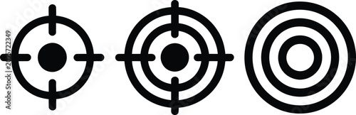 Foto Three shooting target icons with crosshair and bullseye designs