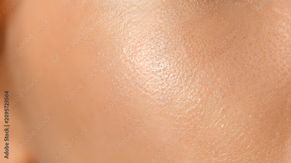 Fototapeta premium Macro Close-up of Healthy Hydrated Skin Texture with Natural Glow
