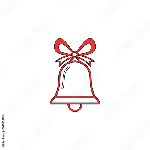 Minimalist Christmas bell illustration with red ribbon bow