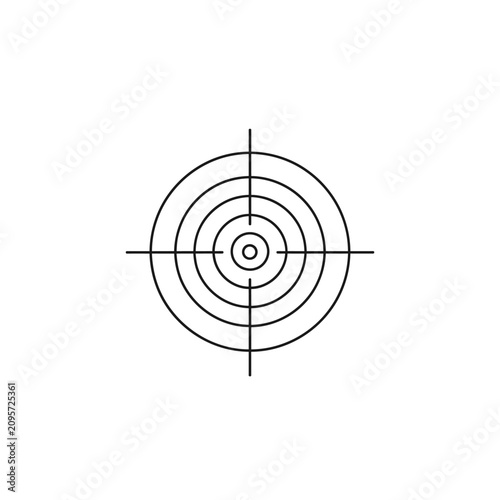 Minimalist circular target icon with crosshairs on white background