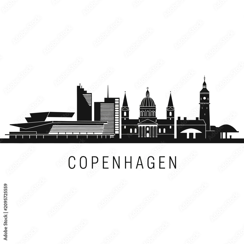Fototapeta premium Copenhagen, Denmark's Iconic Skyline Silhouette