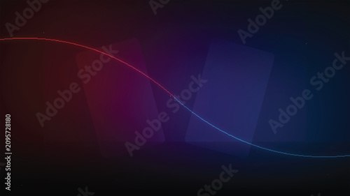 Abstract dark background with glowing red and blue curves