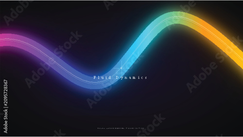 Abstract glowing colorful wave line on dark background