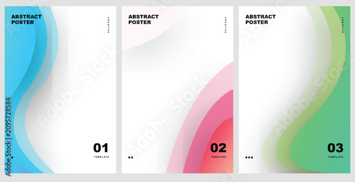 Abstract posters with colorful wave shapes and modern design