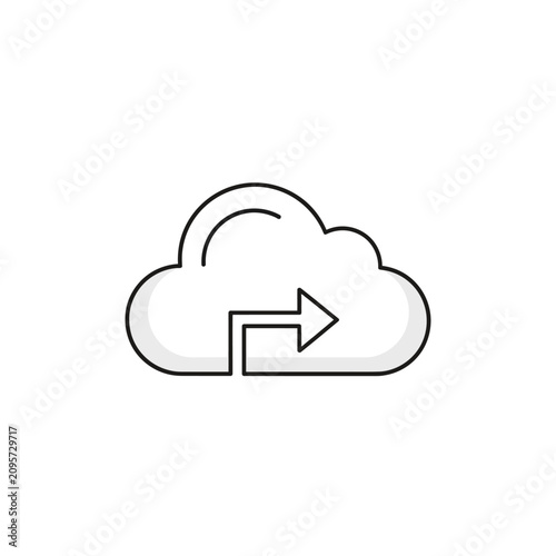Minimalist cloud computing icon with arrow for data upload