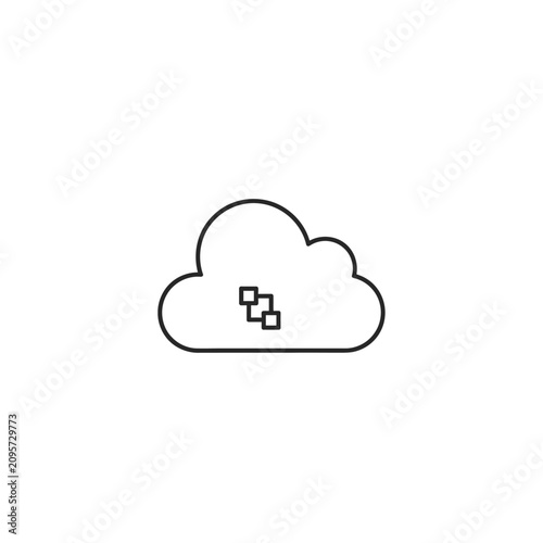 Minimalist cloud computing icon with blockchain nodes on white background
