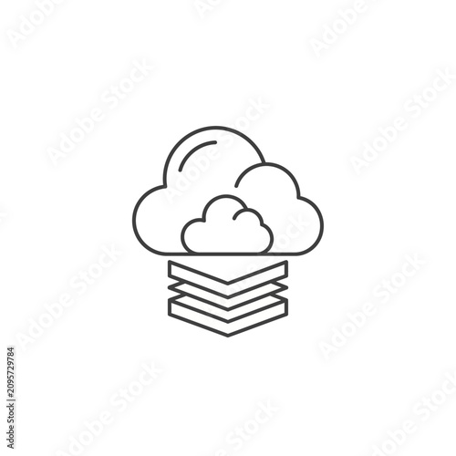 Minimalist cloud computing icon with stacked data layers