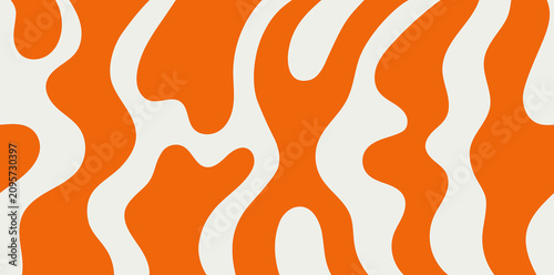 Playful abstract background with liquid shapes in orange. Each shape is unique, with rounded and flowing forms drawing by hand. Design for patterns, backgrounds or posters
