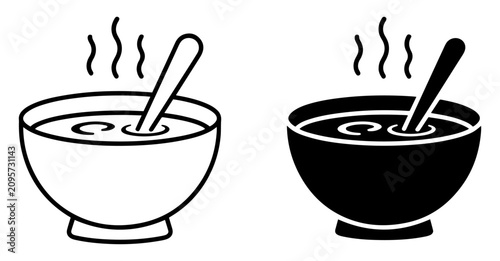 Photos soup bowl outline icon collection