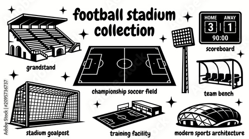 Photos football stadiums featuring championship soccer fields grandstands floodlights s