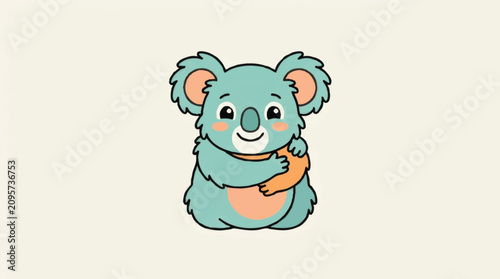 Photography Cute cartoon blue koala bear sitting.
