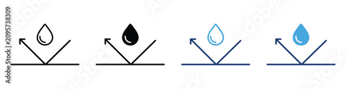 Foto Waterproof icon set with water resistant protection symbol vector illustration o