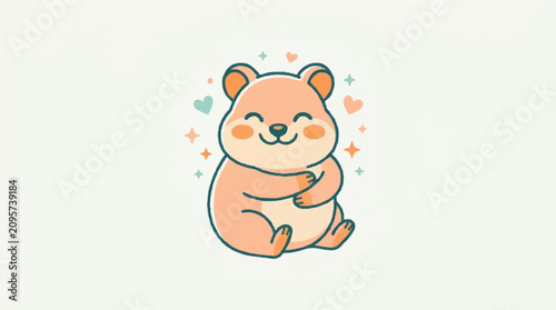 Fényképezés Cute Cartoon Teddy Bear Smiling.