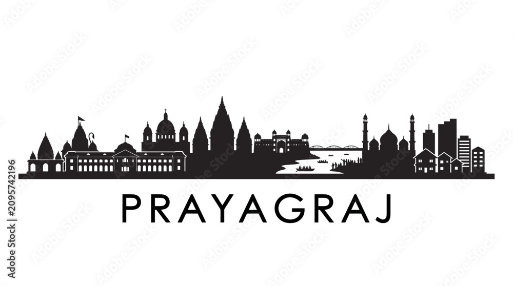 Obraz premium Prayagraj City Skyline Silhouette