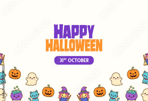 Cute sticker background of halloween card design