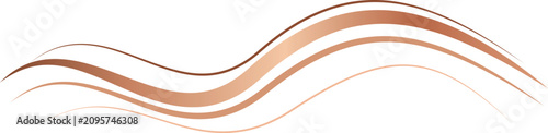 Foto Copper colored abstract wavy lines with subtle reflections against a clean white
