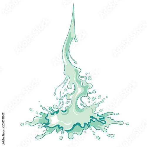 Photography Dynamic green liquid splash erupting upwards with abstract fluid motion and ener