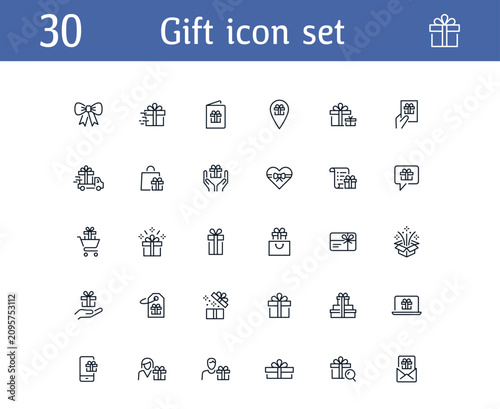 Gift shopping line icons set