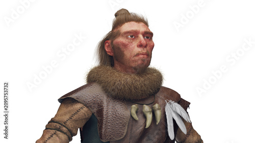 Illustration of a male Homo neanderthalensis