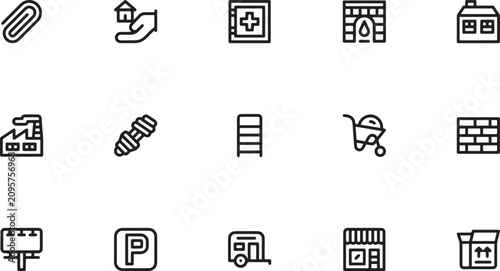 Φωτογραφία Real estate property amenities and home improvement outline vector icons featuri