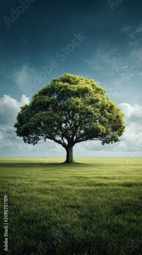 Embrace the earth's magnificence with nature's splendor on earth day. Trendy visuals. Earth day extravaganza: rich details in tree and landscape presentation. Bold contrast. Digital artwork.