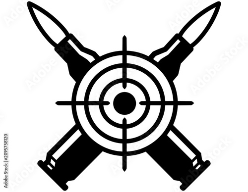 Quadro su tela CROSS BULLETS WITH TARGET SYMBOL SILHOUETTE
