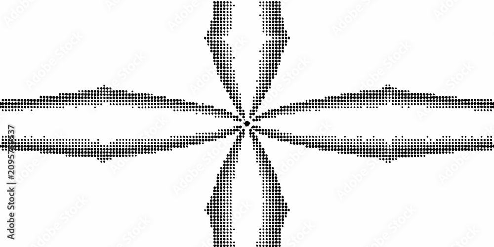 Fotografie Halftone Dot Pattern Showing A Horizontal Elongation White Background