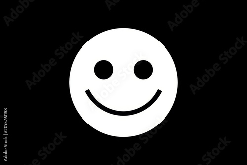 White smiley face glowing against black background in minimalist high contrast shot for social media branding