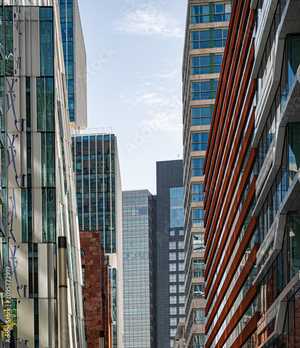 Upward perspective along Claude Debussylaan in Amsterdam Zuidas Financial District