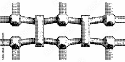 Schilderij op canvas Halftone dot pattern showing a horizontal elongated chain link structure