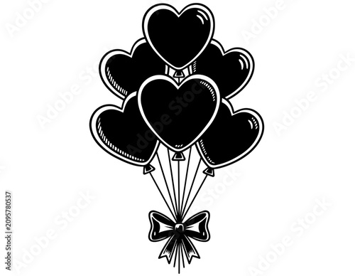 HEART SHAPE BALLOONS WITH BOW SILHOUETTE