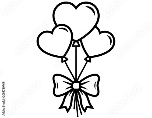 HEART SHAPE BALLOONS WITH BOW SILHOUETTE