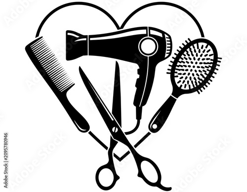 HEART SHAPE HAIRDRESSER TOOLS SILHOUETTE