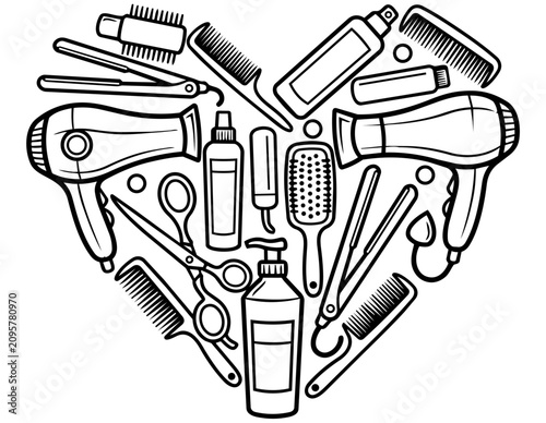 HEART SHAPE HAIRDRESSER TOOLS SILHOUETTE