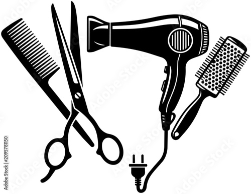 HEART SHAPE HAIRDRESSER TOOLS SILHOUETTE