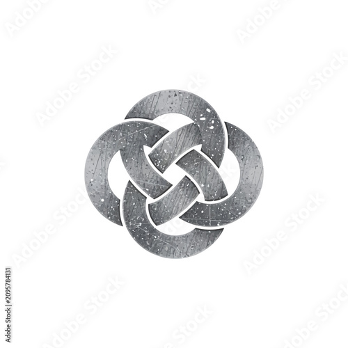 Interlocking stone knot symbol with a vintage textured finish