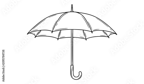 Hand Drawn Umbrella Black Outline Vector Illustration Isolated on White Background
