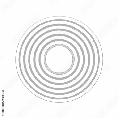 Minimalist hand drawn concentric rings in grey and white