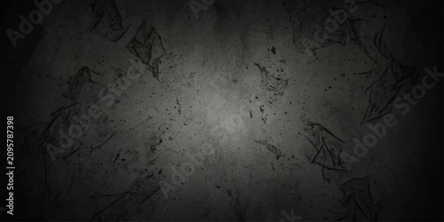Fotografie Abstract rough textured background with dark vignette and shadowy overlay resembling cracked concrete or stone wall with subtle, ghostly patterns, evoking a sense of mystery and decay