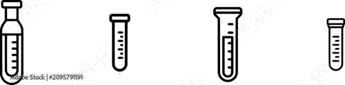 A minimalist black outline icon of a laboratory graduated cylinder against a white background, representing precise measurement in scientific research